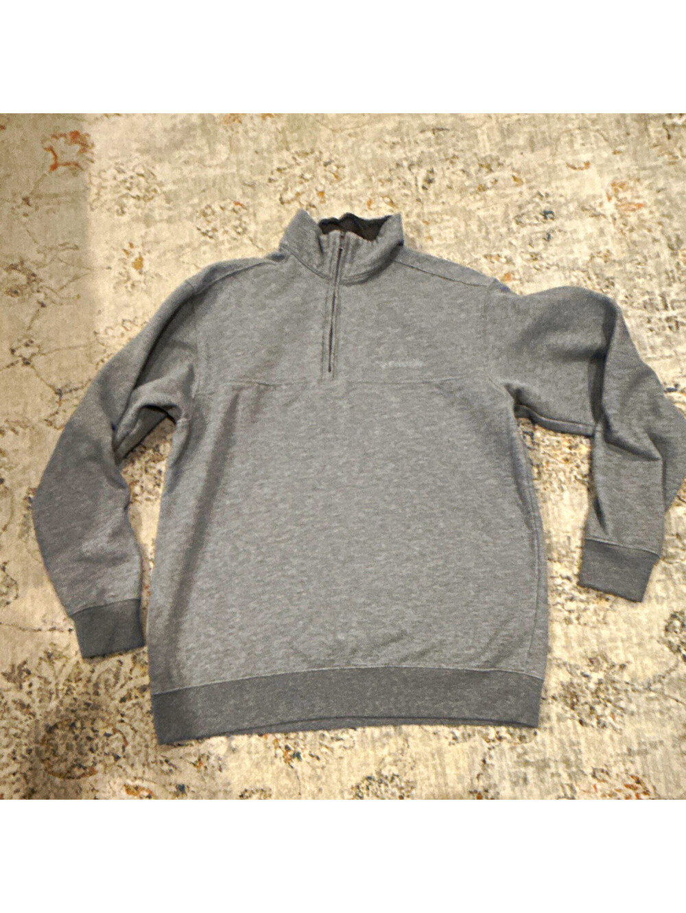 Columbia Men’s Gray Quarter-Zip Fleece Pullover Mock Neck Logo Sweatshirt M A189